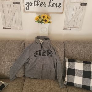 PINK Grey Zip hoodie